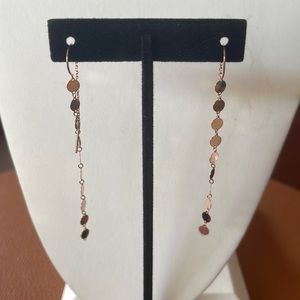 Sterling Silver Sparkle Chain Threader Earrings by Silver Style in Rose Gold